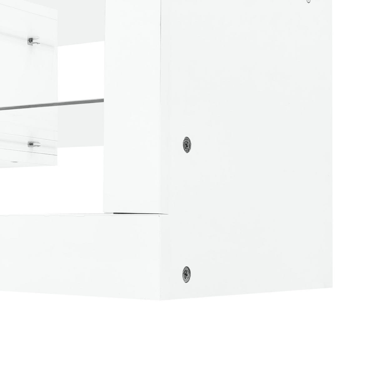 TV-LOWBOARD aus Spanplatte 181x38x38 cm Weiß mit LED-Beleuchtung und 2 Klappfächern, Hochglanzfront - Weiß, Holzwerkstoff (181/38/38cm) - Modfu