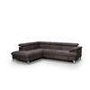 ECKSOFA mit Schlaffunktion und Bettkasten, verstellbare Kopfstützen - Chromfarben/Dunkelgrau, Textil/Metall (256/208cm) - Cotta