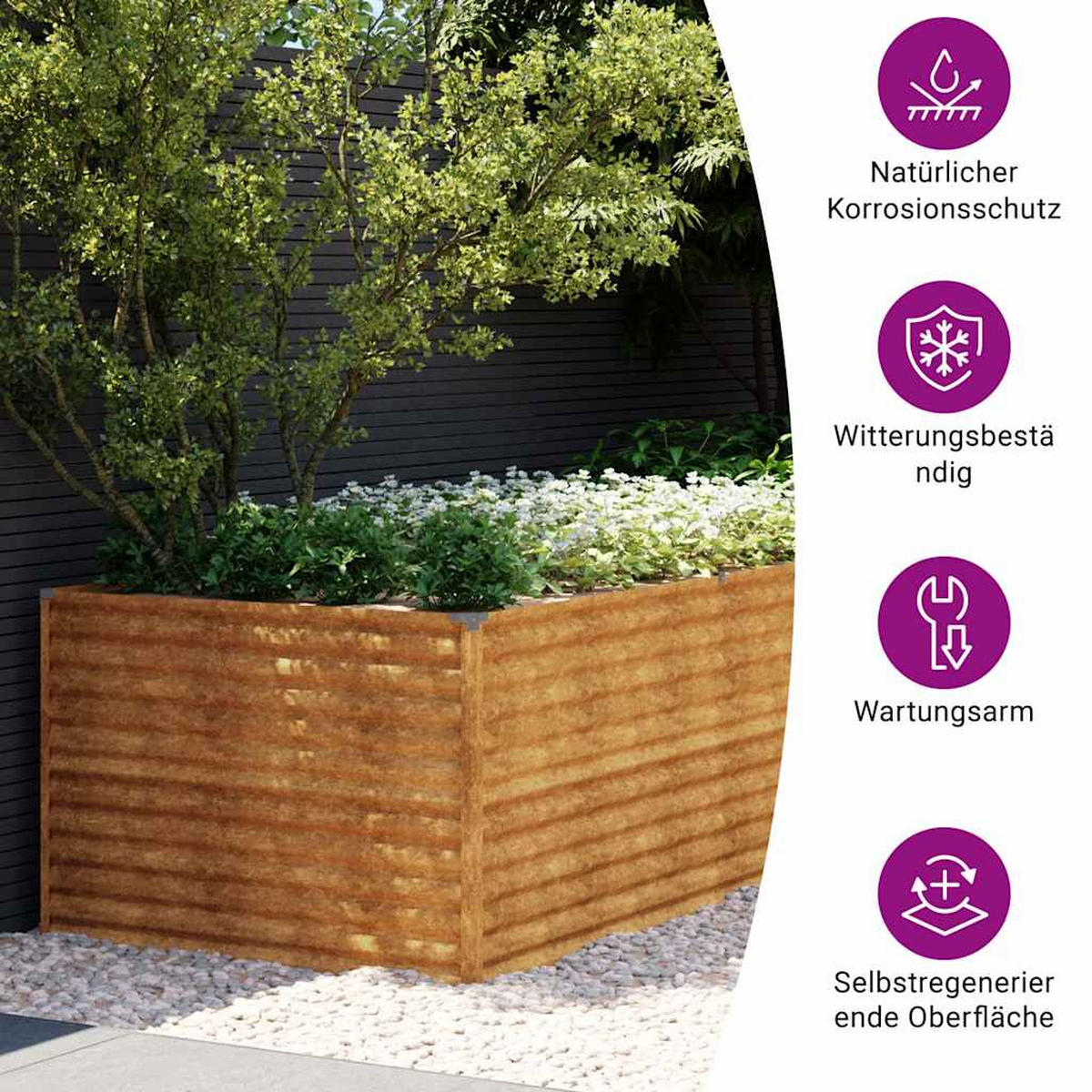 HOCHBEET 290/100/69 Cm Cortenstahl - Braun, Metall (290/69/100cm) - vidaXL