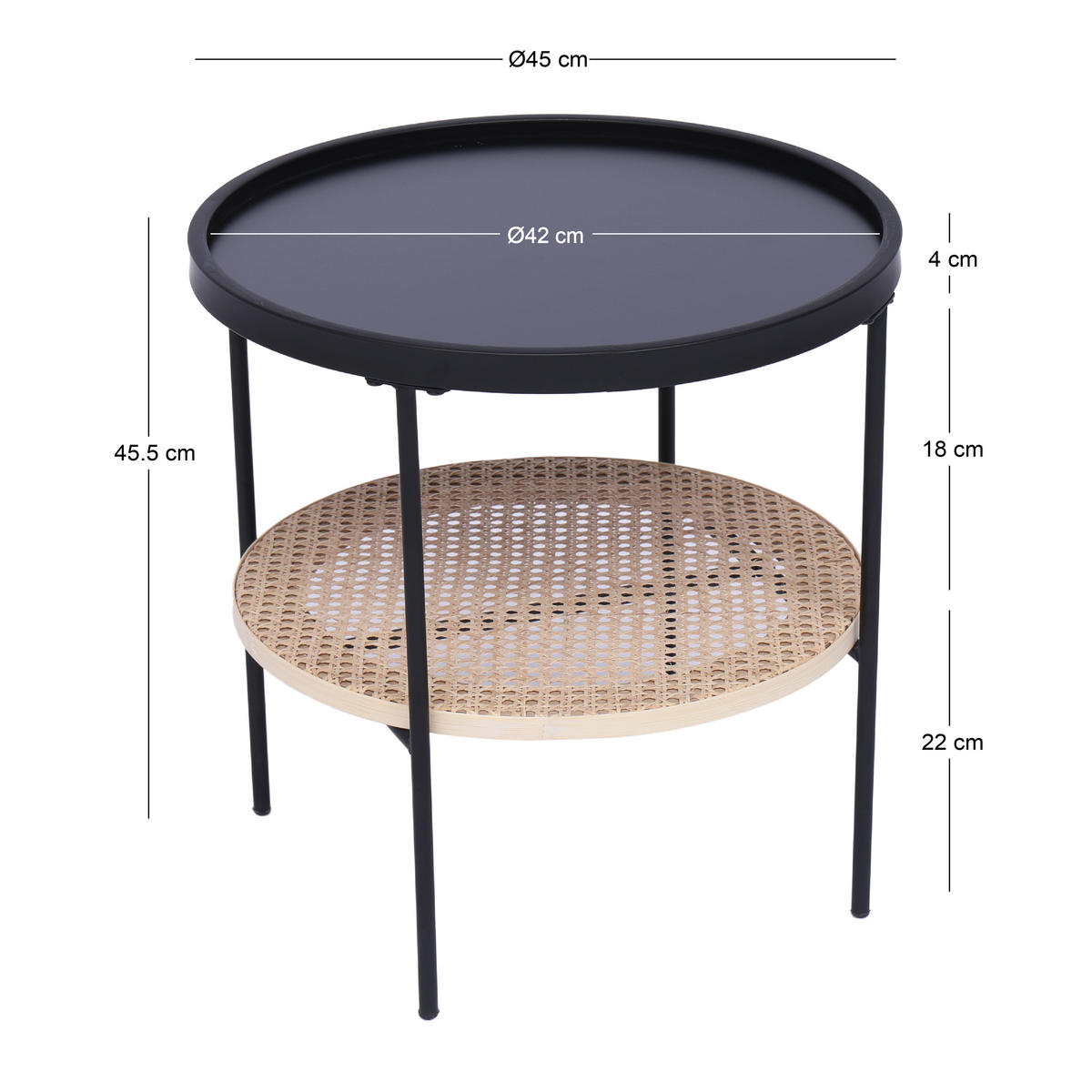 BEISTELLTISCH Rund Schwarz 45 x 45 x 45.5 cm - Schwarz, Holz (45/45/45.5cm) - Nordlys