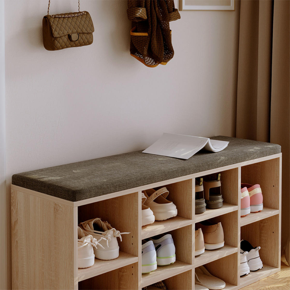 SCHUHSCHRANK sonoma-eiche 104/48/30 cm - Braun, Holz (104/48/30cm)