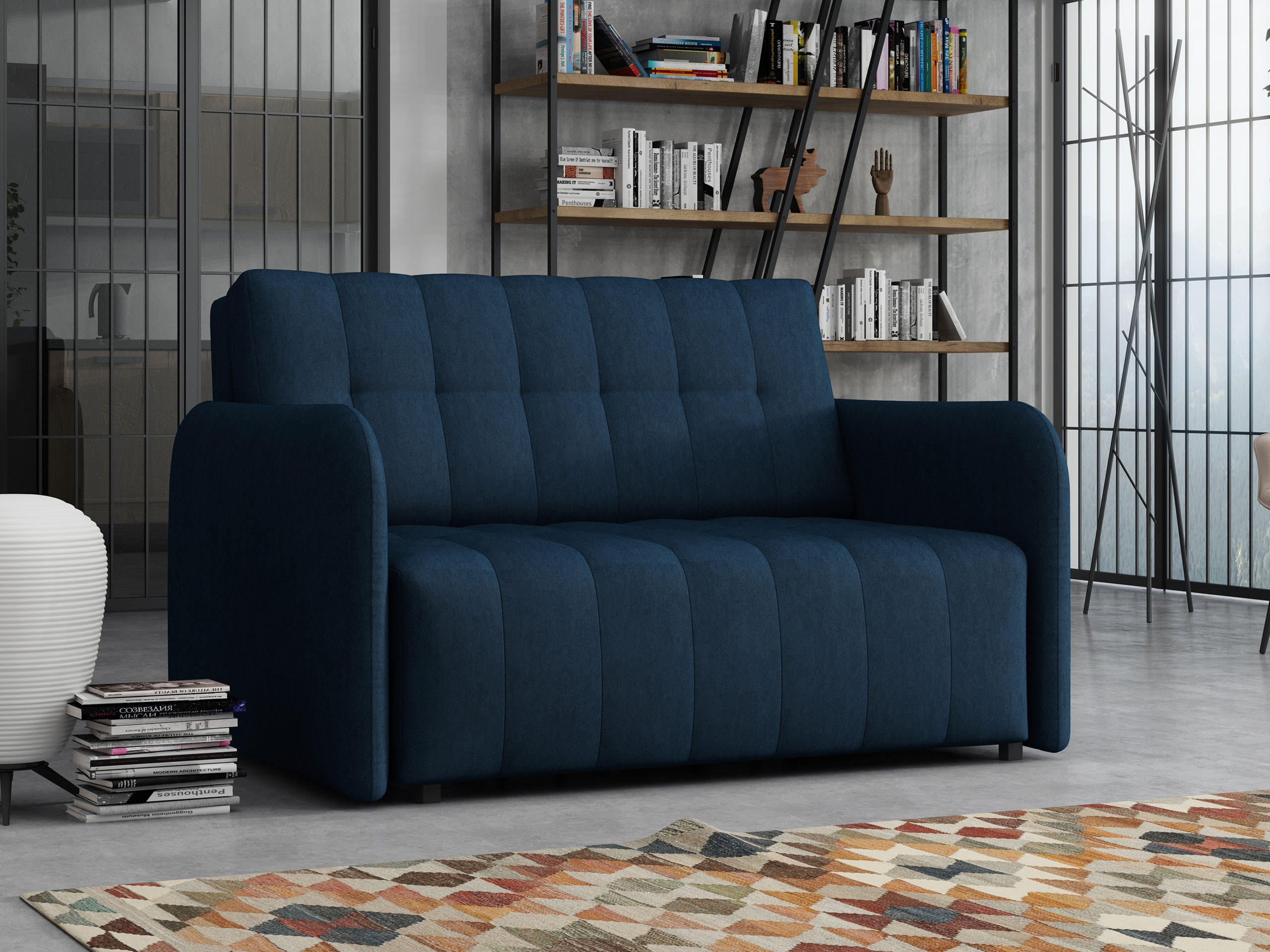 SCHLAFSOFA Viva Grand II - Schwarz/Dunkelblau, Holz/Kunststoff (125/85/95cm) - MIRJAN24