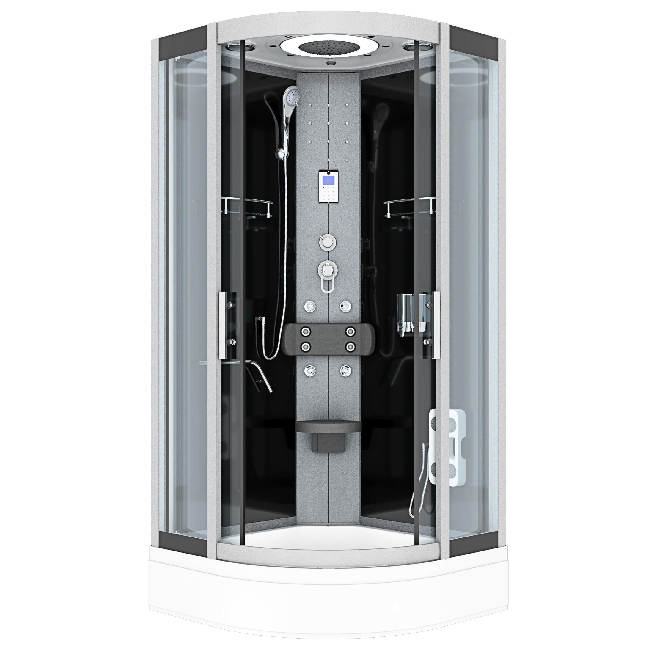 FERTIGDUSCHE Dusche D58-63T0-EC Schwarz 100x100 - Schwarz, Glas/Kunststoff (100/100/225cm) - AcquaVapore by Sandra Jentho