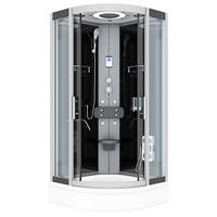 FERTIGDUSCHE Dusche D58-63T0-EC Schwarz 100x100 - Schwarz, Glas/Kunststoff (100/100/225cm) - AcquaVapore by Sandra Jentho