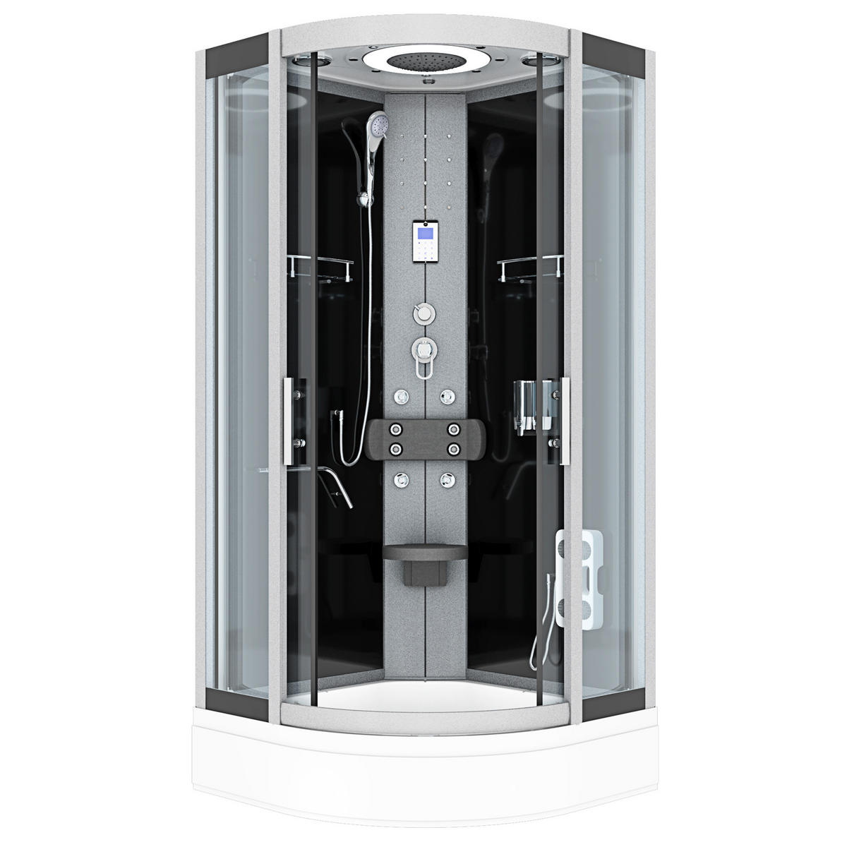 FERTIGDUSCHE Dusche D58-63T0-EC Schwarz 100x100 - Schwarz, Glas/Kunststoff (100/100/225cm) - AcquaVapore by Sandra Jentho