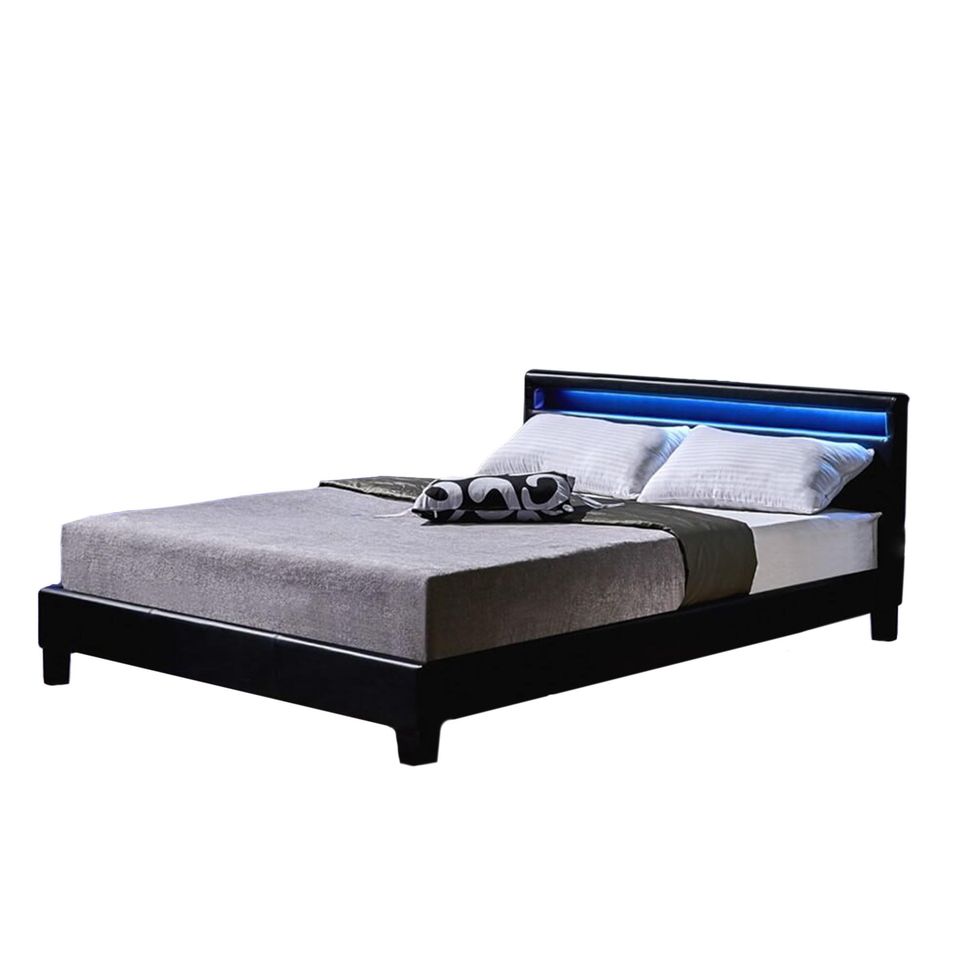 LED BETT ASTRO - Schwarz, 140 x 200 cm - Schwarz, Kunststoff - Home Deluxe
