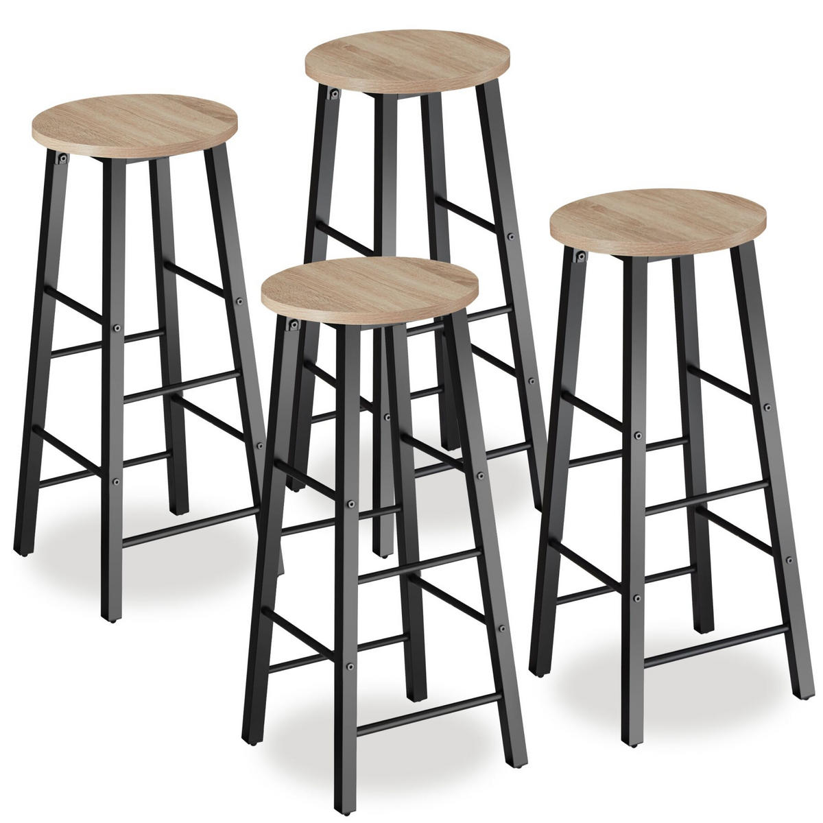 SET BARHOCKER Keynes, Sitzhöhe 72,5 cm, Industrial Holz hell, Eiche Sonoma - Naturfarben, Holzwerkstoff/Textil (31/72.5/31cm) - tectake