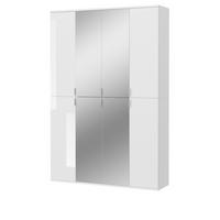 KLEIDERSCHRANK weiß Hochglanz 122 cm, Stauraumschrank mit Spiegeltüren - Weiß Hochglanz/Silberfarben, Glas/Holzwerkstoff (122/193/34cm) - Inn.Furn