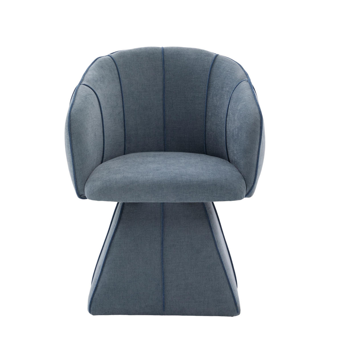 SESSEL 56/54/74,5 cm blau aus Chenille mit 360°-Drehfunktion - Blau, Textil (54/74.5/56cm) - OKWISH