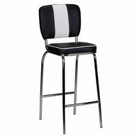 BARHOCKER Kunstleder Chromfuß Retro, Schwarz 40x38x110 cm - Silberfarben/Schwarz, Kunststoff/Textil (40/110/38cm) - KADIMA DESIGN
