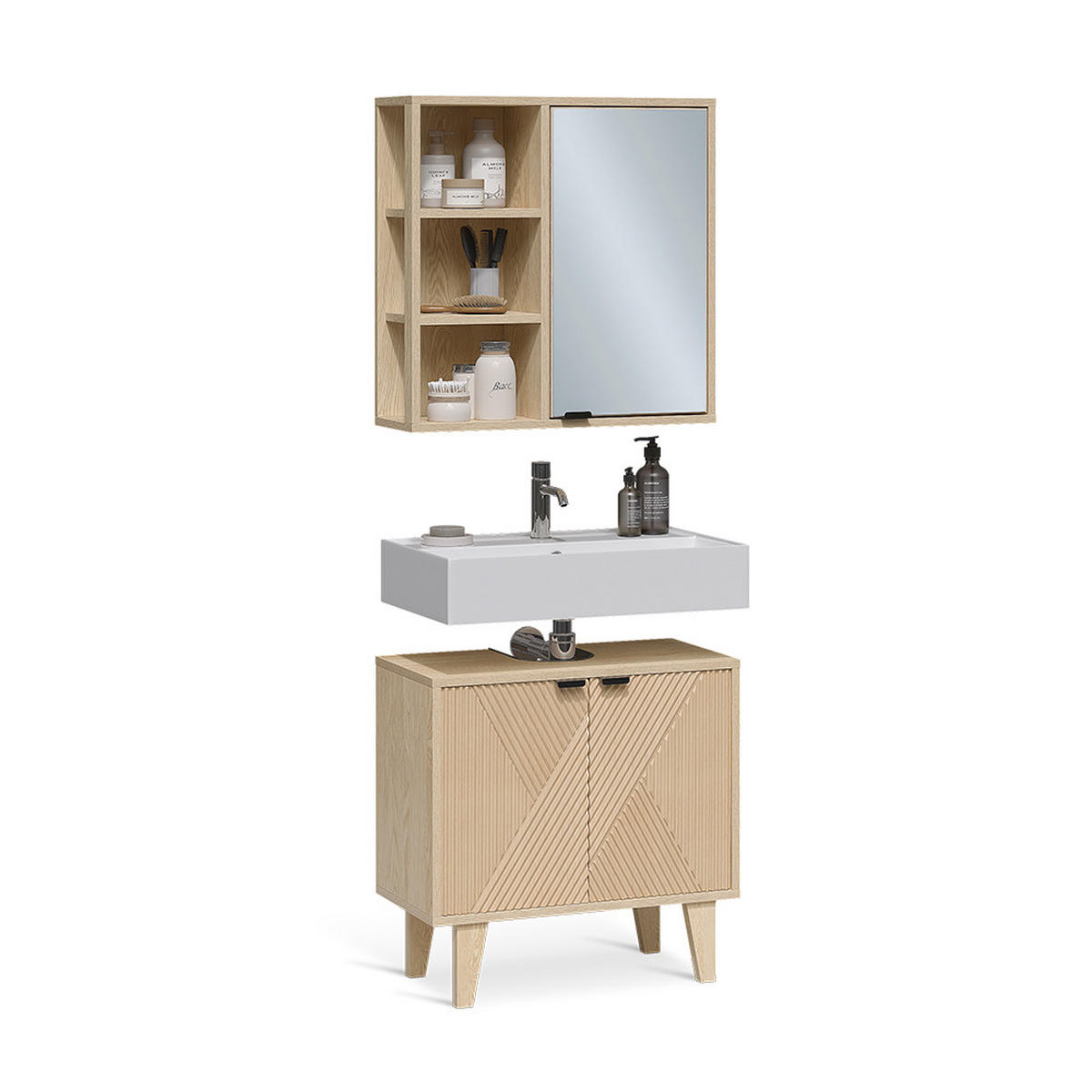 BADMÖBEL-SET Arven, Eiche, 2-er Set - Eichefarben, Holzwerkstoff (60/60/30cm) - Vicco