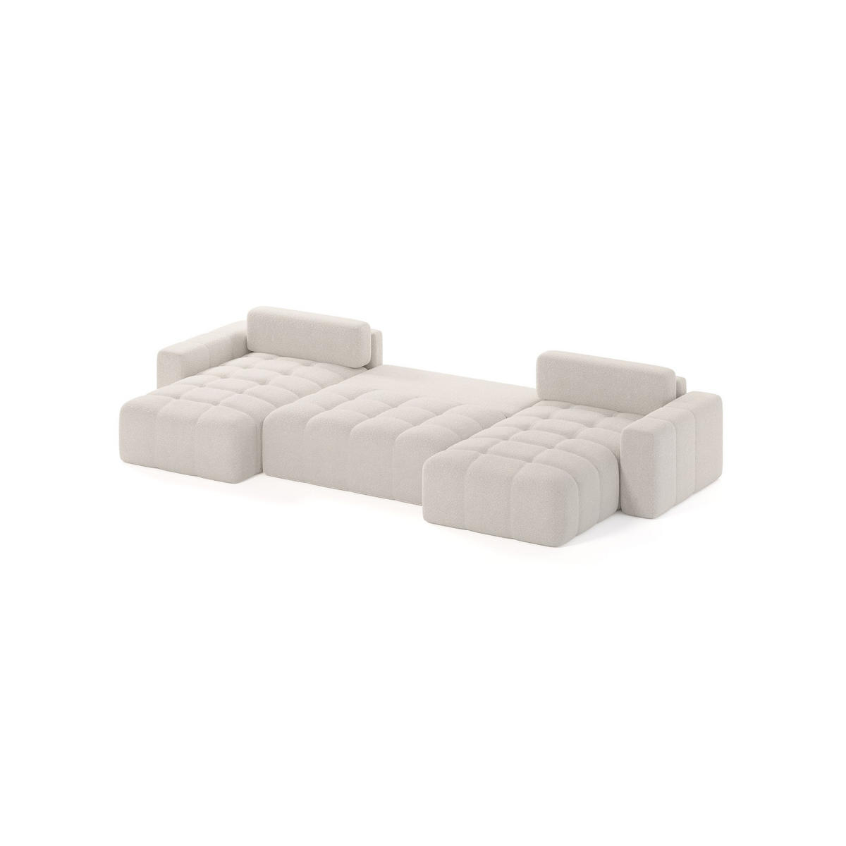 ECKSOFA Bouclé-Stoff 10 Sitzer Bornum U, Creme - Creme, Textil (386/70/155cm) - Meblito