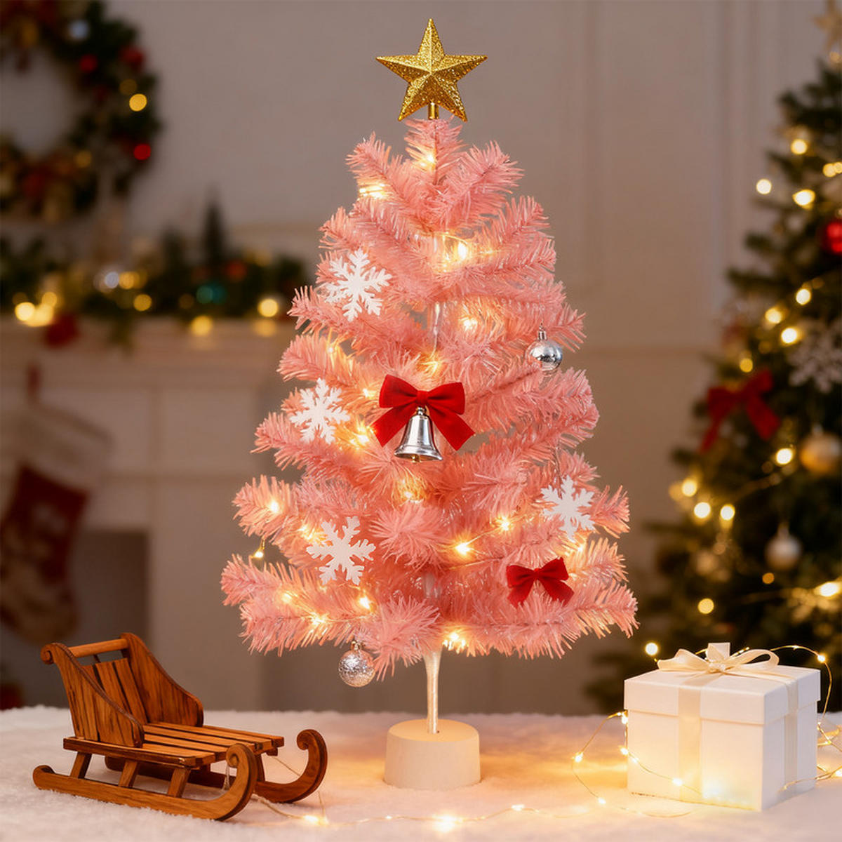 WEIHNACHTSBAUM Cara Ⅲ 30/30/60 cm - Pink, Kunststoff (60cm) - Nettlife