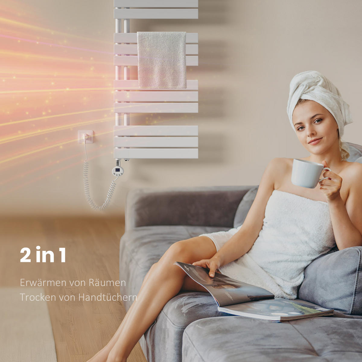 HEIZKÖRPER Elektrisch WLAN Thermostat Weiß 132/60 cm - Weiß, Metall (50/132/5.9cm) - EMKE