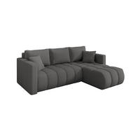 ROHOVÁ SEDAČKA s funkcí spaní, otoman vpravo GARD-L 226x146x85 šedá bouclé - šedá/černá, kompozitní dřevo/textil (226/146cm) - ALTDECOR