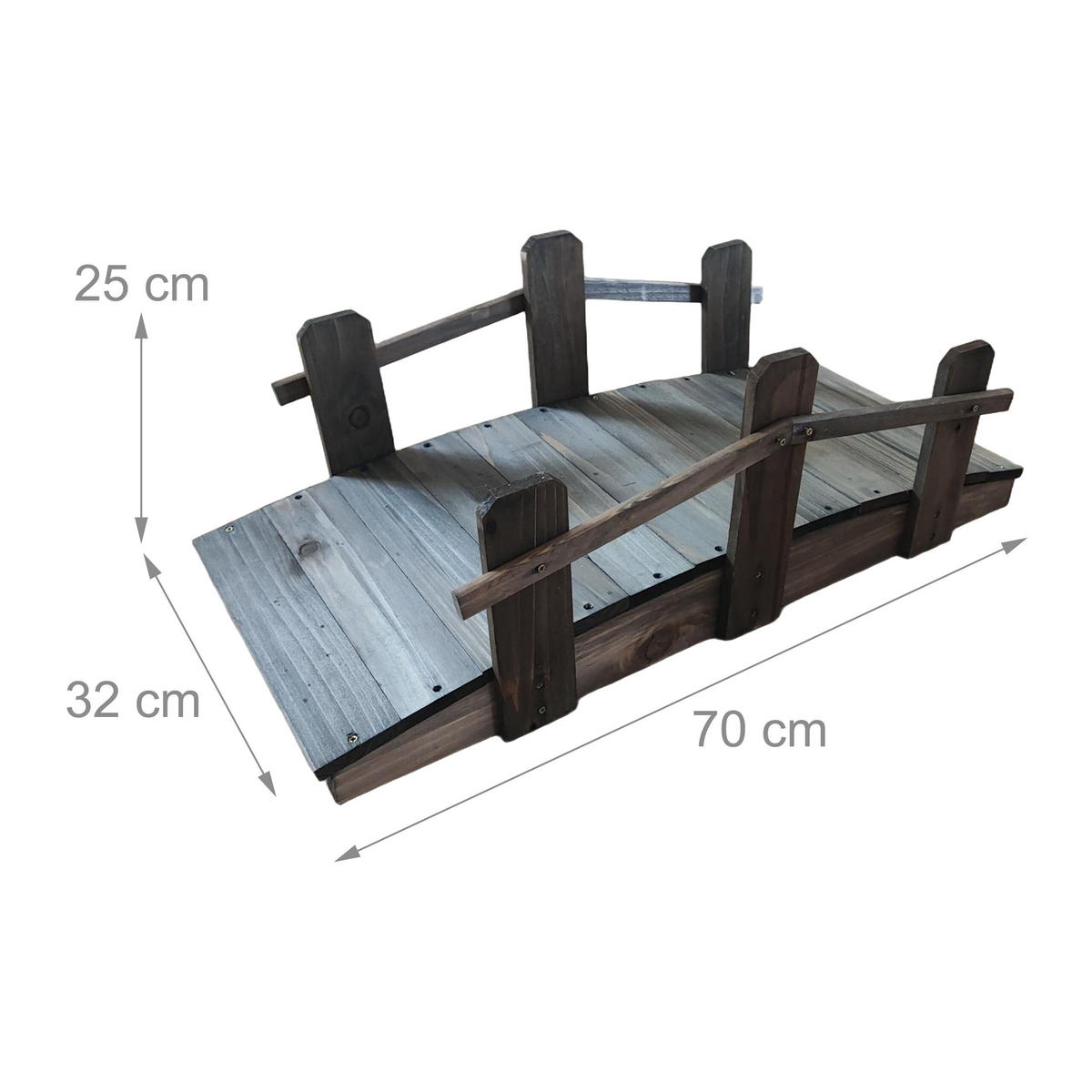 GARTENBRÜCKE - Braun, Holz (70/32/25cm) - Relaxdays