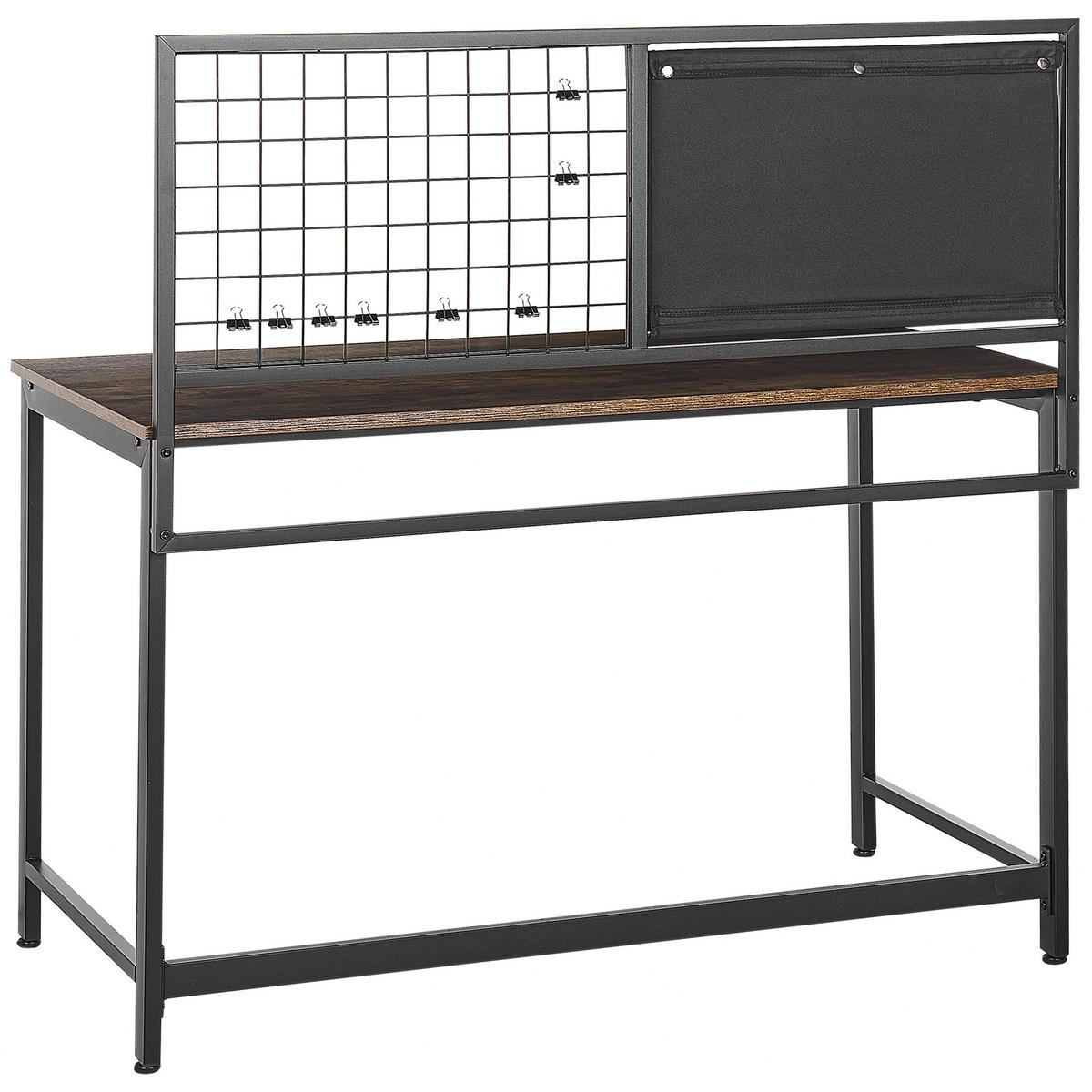 SCHREIBTISCH dunkler Holzfarbton/schwarz 118/60/121 cm Vince - Schwarz, Holzwerkstoff (60/118/121cm) - Beliani