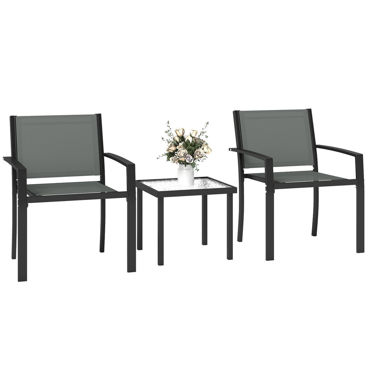 GARTEN-BEISTELLTISCHSET Hellgrau 3 Stück - Hellgrau, Naturmaterialien (58/58/75cm) - GiPP