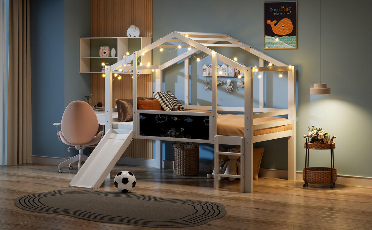 HOCHBETT 90x200 cm Rutsche weiß - Weiß, Holz (90/200cm) - LEBENLANG