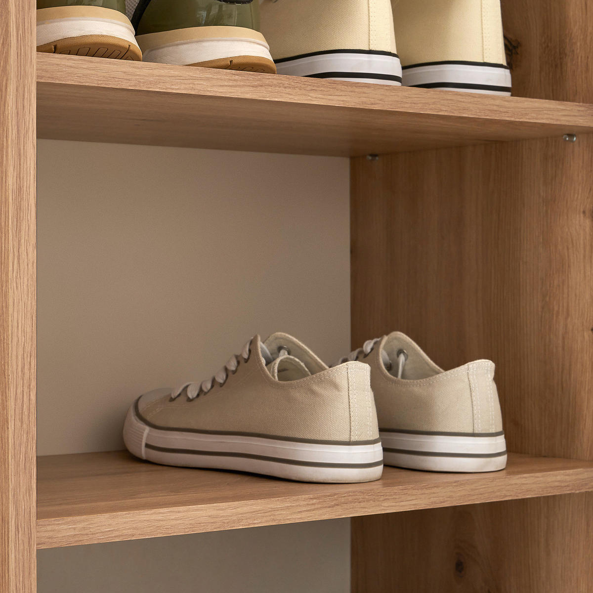 KOMPAKTGARDEROBE - Eiche Artisan Dekor / Weiß - Eichefarben/Weiß, Holzwerkstoff (122/195/35cm) - home24