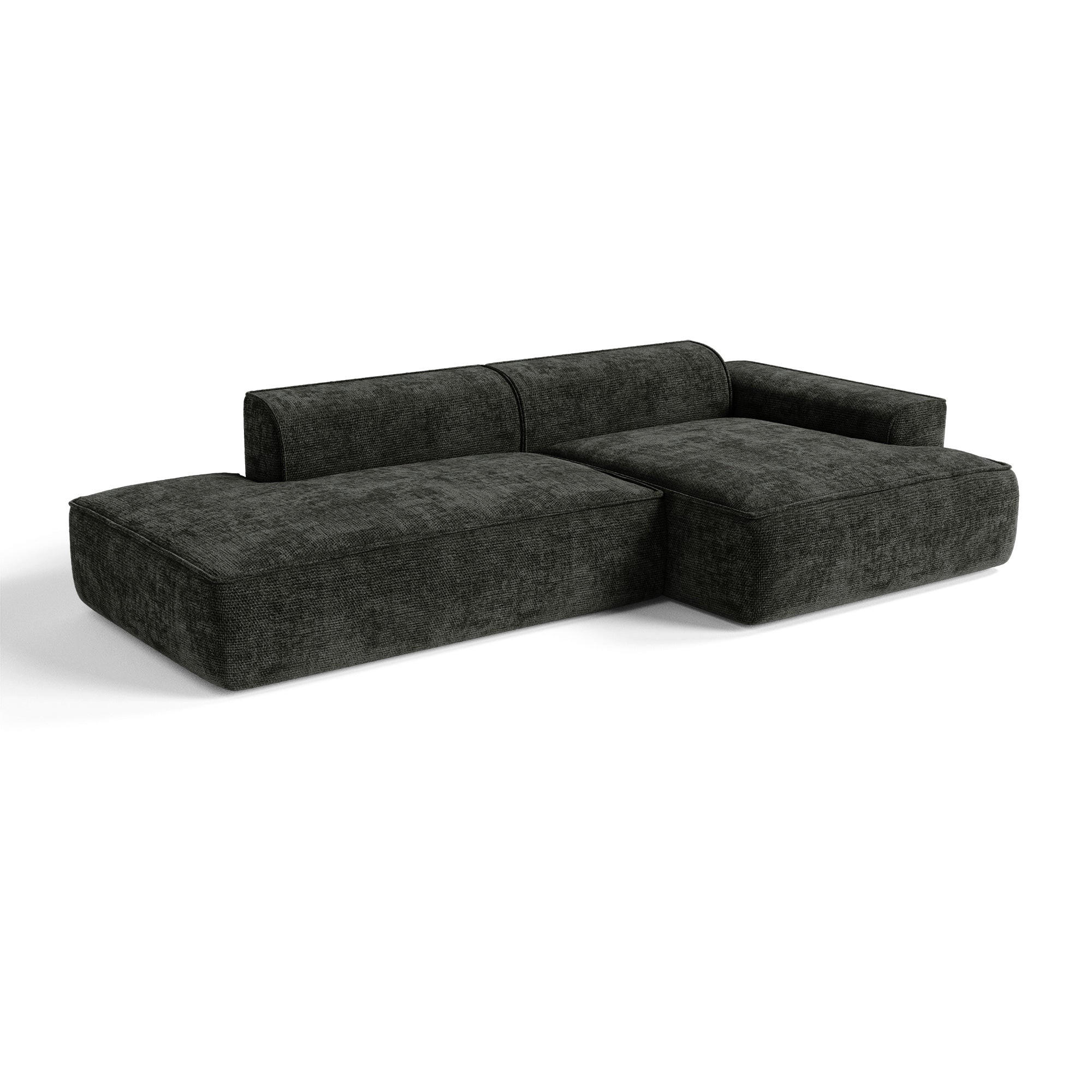 ECKSOFA rechtwinklig HANA Strickvelours Dunkles Anthrazit 260cm - Dunkelgrau/Anthrazit, Textil (260/155cm) - Premium Interiors