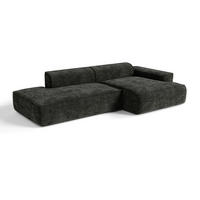 ECKSOFA rechtwinklig HANA Strickvelours Dunkles Anthrazit 260cm - Dunkelgrau/Anthrazit, Textil (260/155cm) - Premium Interiors