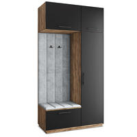 GARDEROBENSCHRANK REMA 120/240/60 cm Modern Eichefarben - Eichefarben/Schwarz, Holzwerkstoff (120/240/60cm) - MASSENO