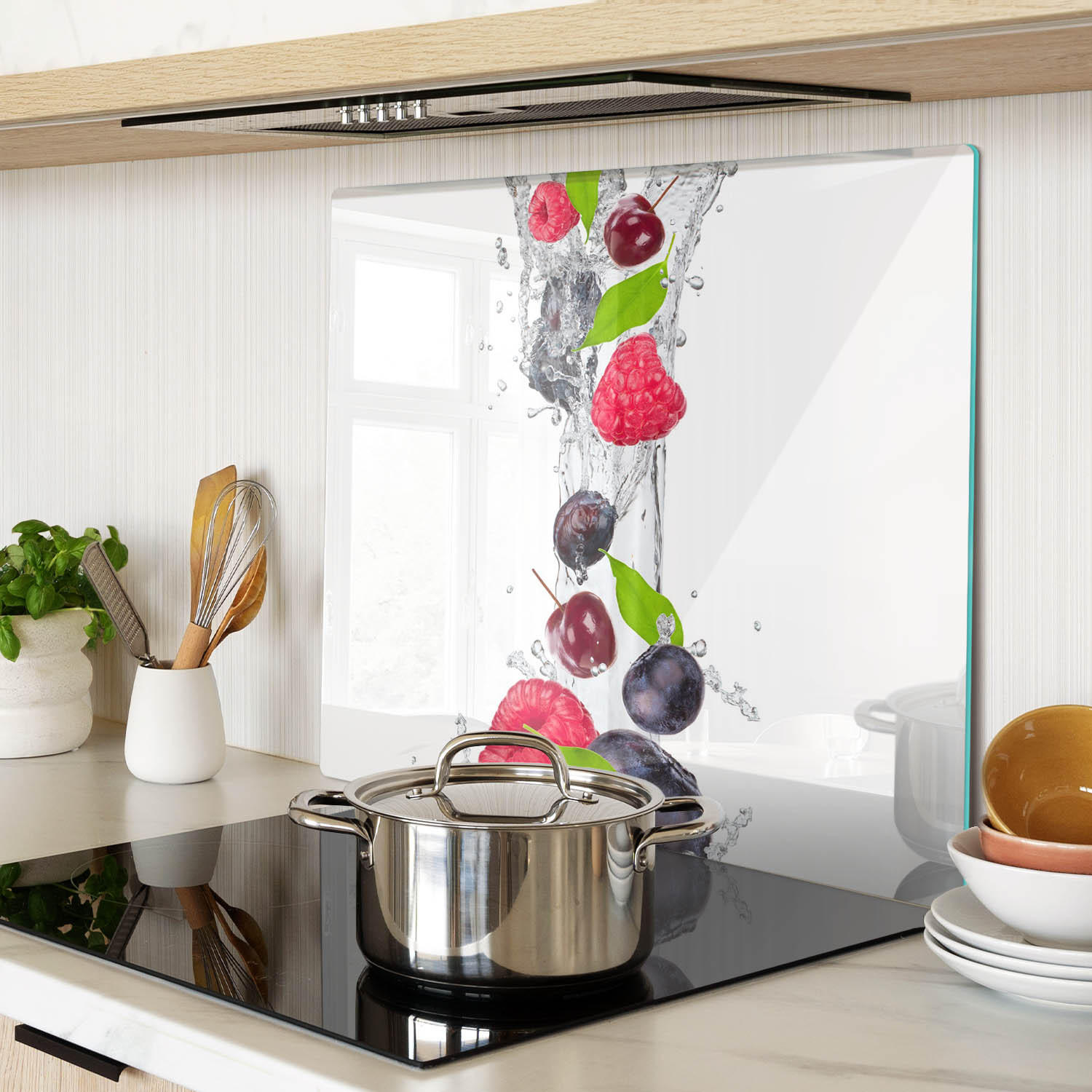 GLASPLATTE 60x52 cm Obst und Wasser - Multicolor, Glas (60/0.4/52cm) - TULUP
