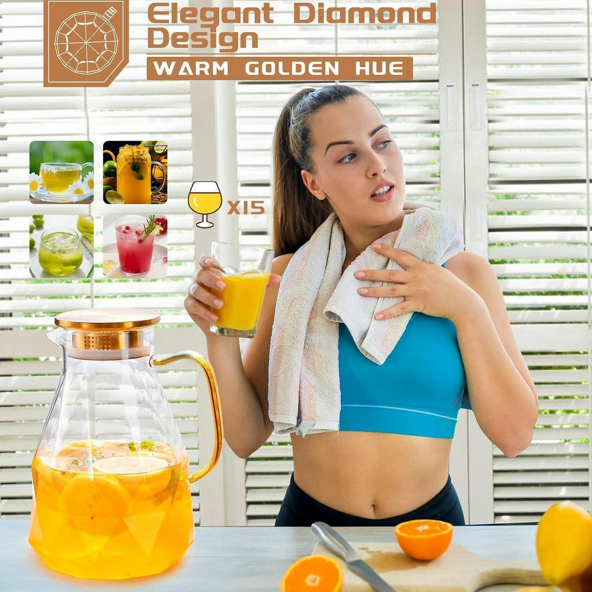 GLASKARAFFE mit Deckel 2.2 Liter - Transparent, Glas (15/15cm)