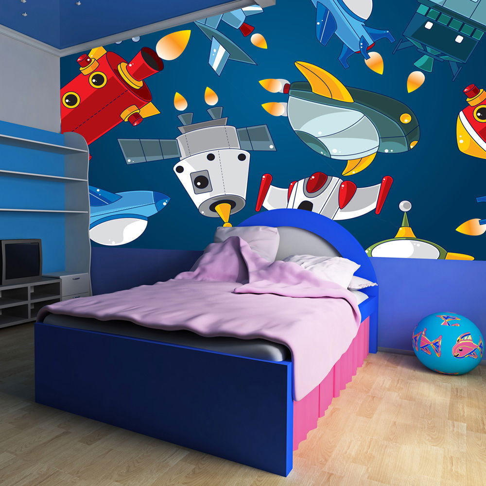 VLIESTAPETE Blau 400/309 cm - Blau/Rot, Textil (400/1cm) - KUNSTLOFT