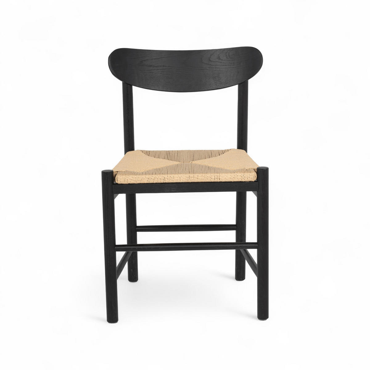STUHL-SET 2 Stück in Rattan / Eiche Schwarz - Schwarz, Holz/Papier (51/78/41cm) - Furnhouse