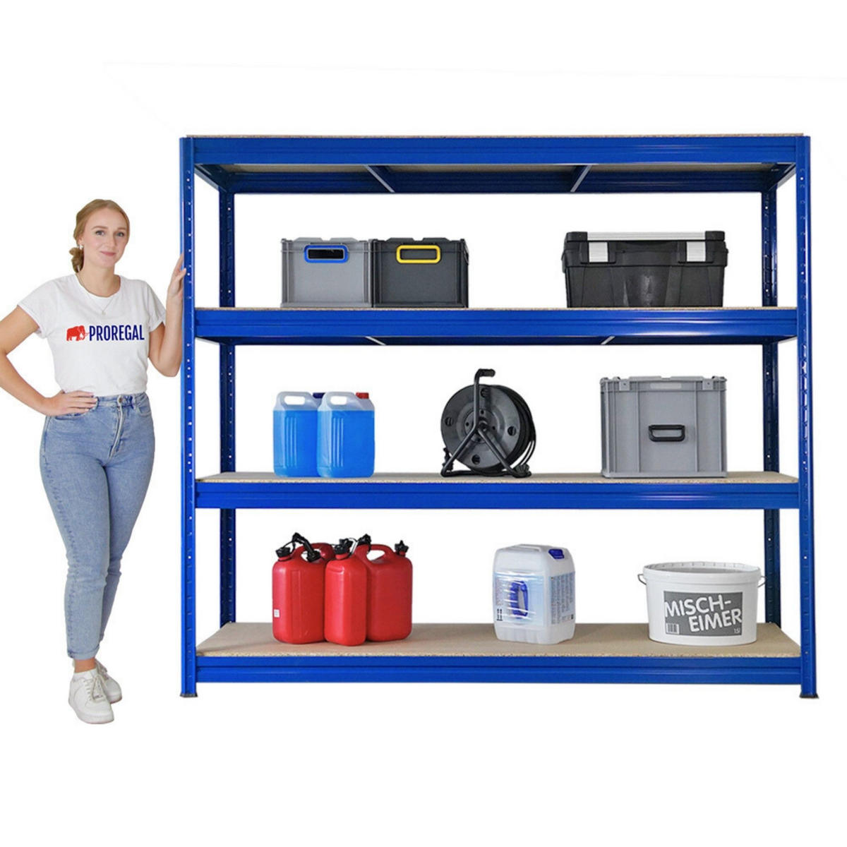 SCHWERLASTREGAL Dino 180x200x60cm Spanplatten-Ebenen Blau - Blau, Metall (200/180/60cm) - PROREGAL