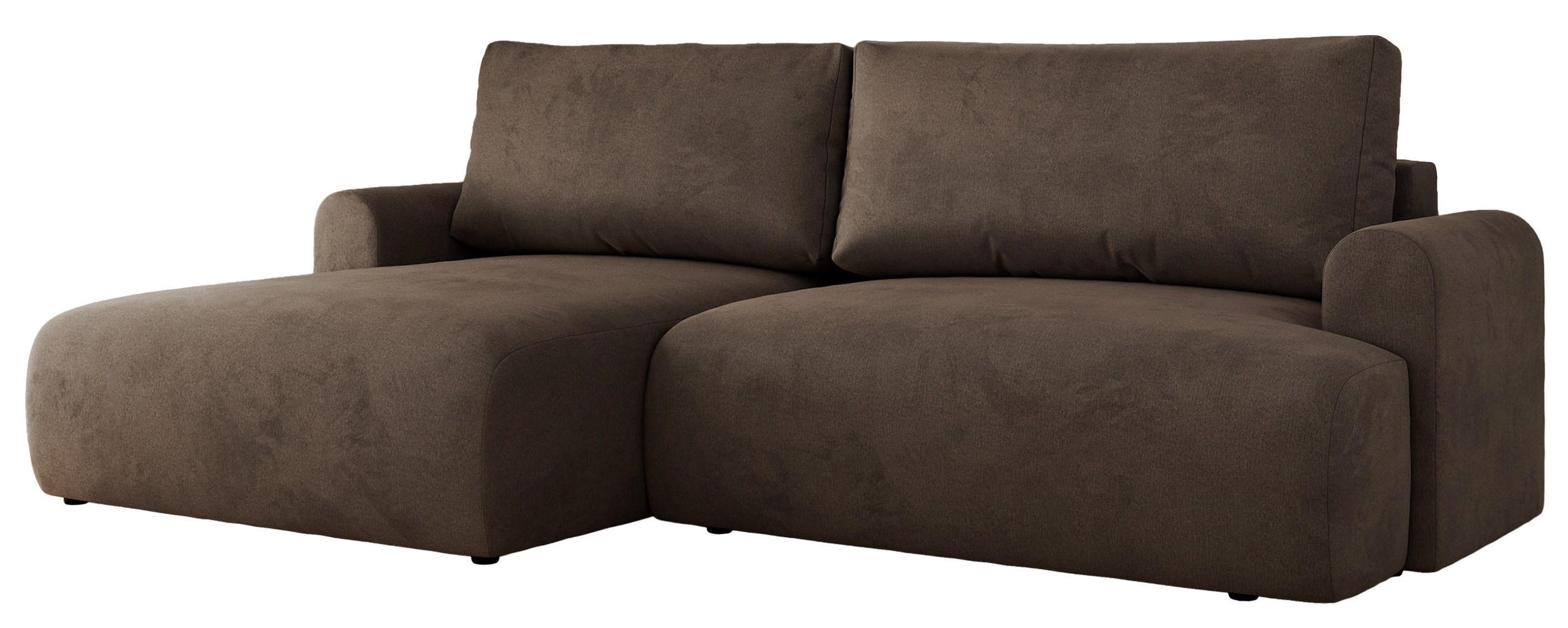 ECKSCHLAFSOFA TONO L Braun Velvet - links - Schwarz/Braun, Kunststoff/Textil (260/150cm) - MKS