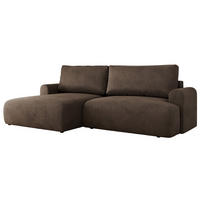 ECKSCHLAFSOFA TONO L Braun Velvet - links - Schwarz/Braun, Kunststoff/Textil (260/150cm) - MKS