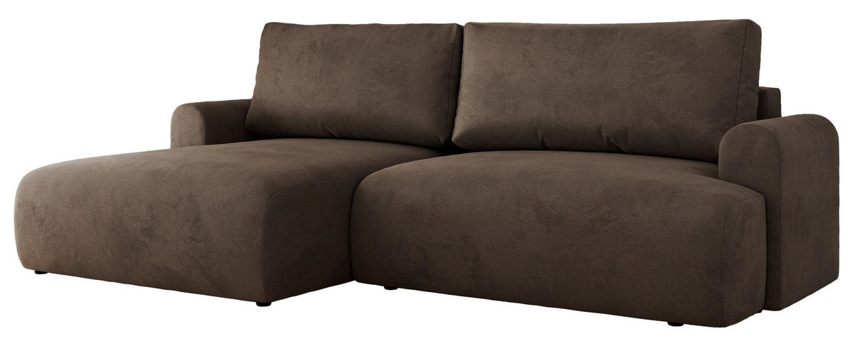ECKSCHLAFSOFA TONO L Braun Velvet - links - Schwarz/Braun, Kunststoff/Textil (260/150cm) - MKS