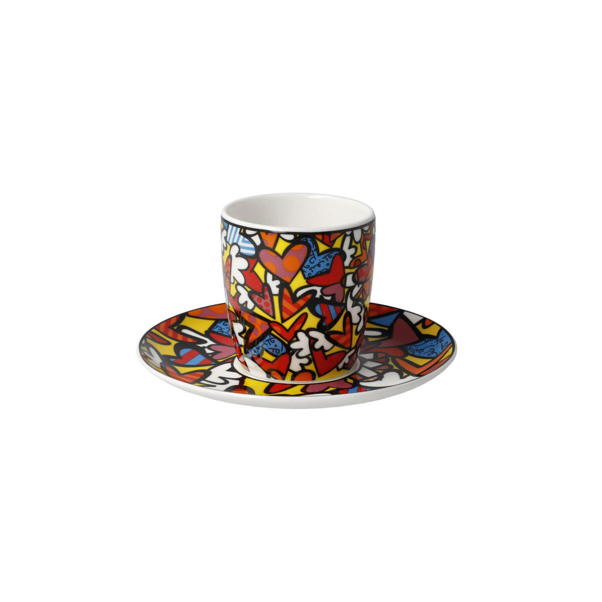 ESPRESSOTASSE Romero Britto - All We Need is Love, Tasse, Becher, Fine Bone China, Bunt, 100 ml - Multicolor, Keramik (0.1L) - Goebel