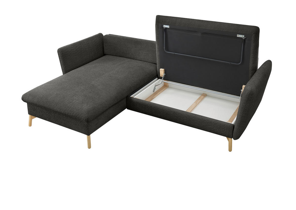 ECKSOFA S11 Ambriamo Anthrazit 258/91/167 cm Recamiere links - Anthrazit, Textil (167/258cm) - Livojo