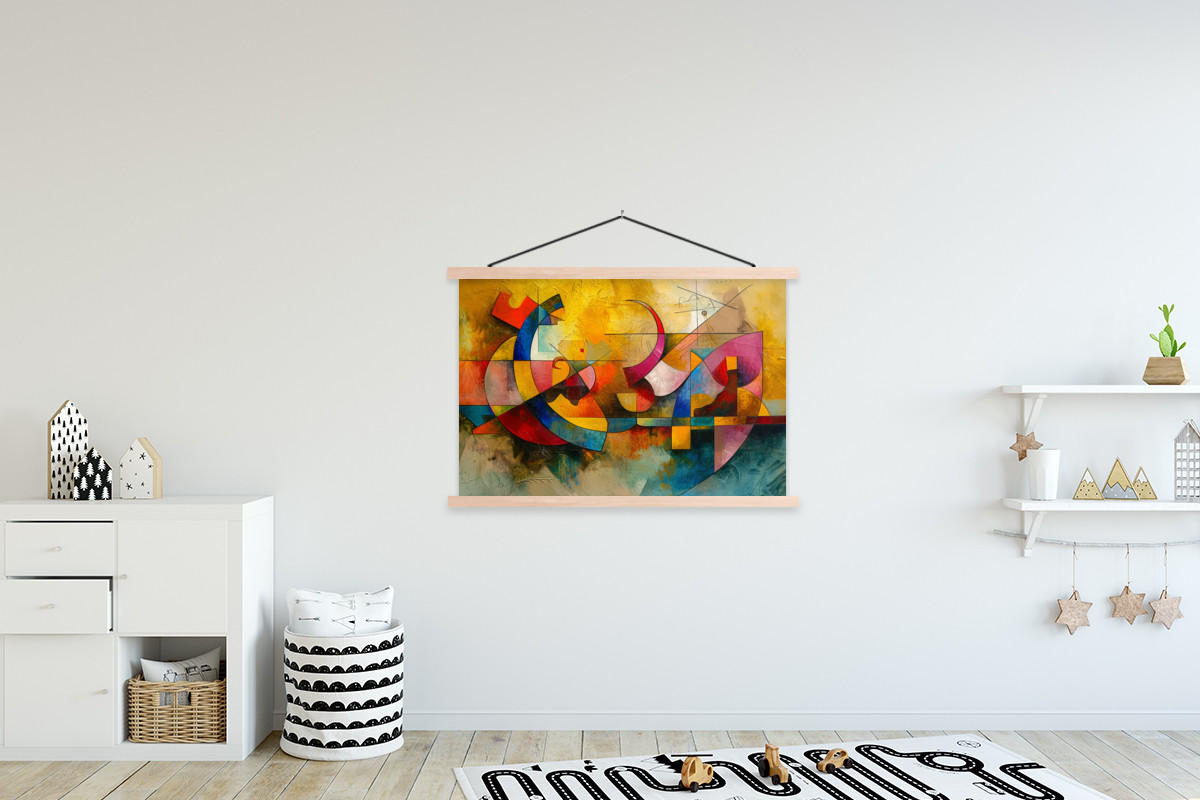 POSTER Kunst - Abstrakt - Modern 120x80 cm - Gelb, Textil (120/80/0.15cm) - MuchoWow