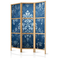 PARAVENT Japanischer 3-tlg 135x172 cm Vintage Ornamente - Blau, Holz/Textil (135/172/3cm) - Muralo