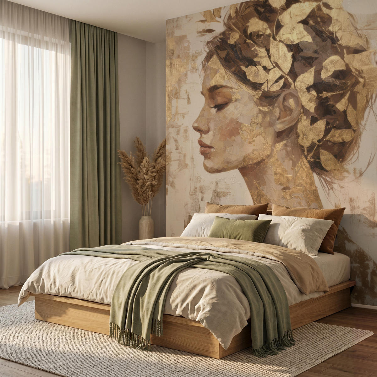 TAPETE - Frau - Gold - Abstrakt - Textur - 260x300 cm - Goldfarben, Papier (260/300cm) - OnlyWow