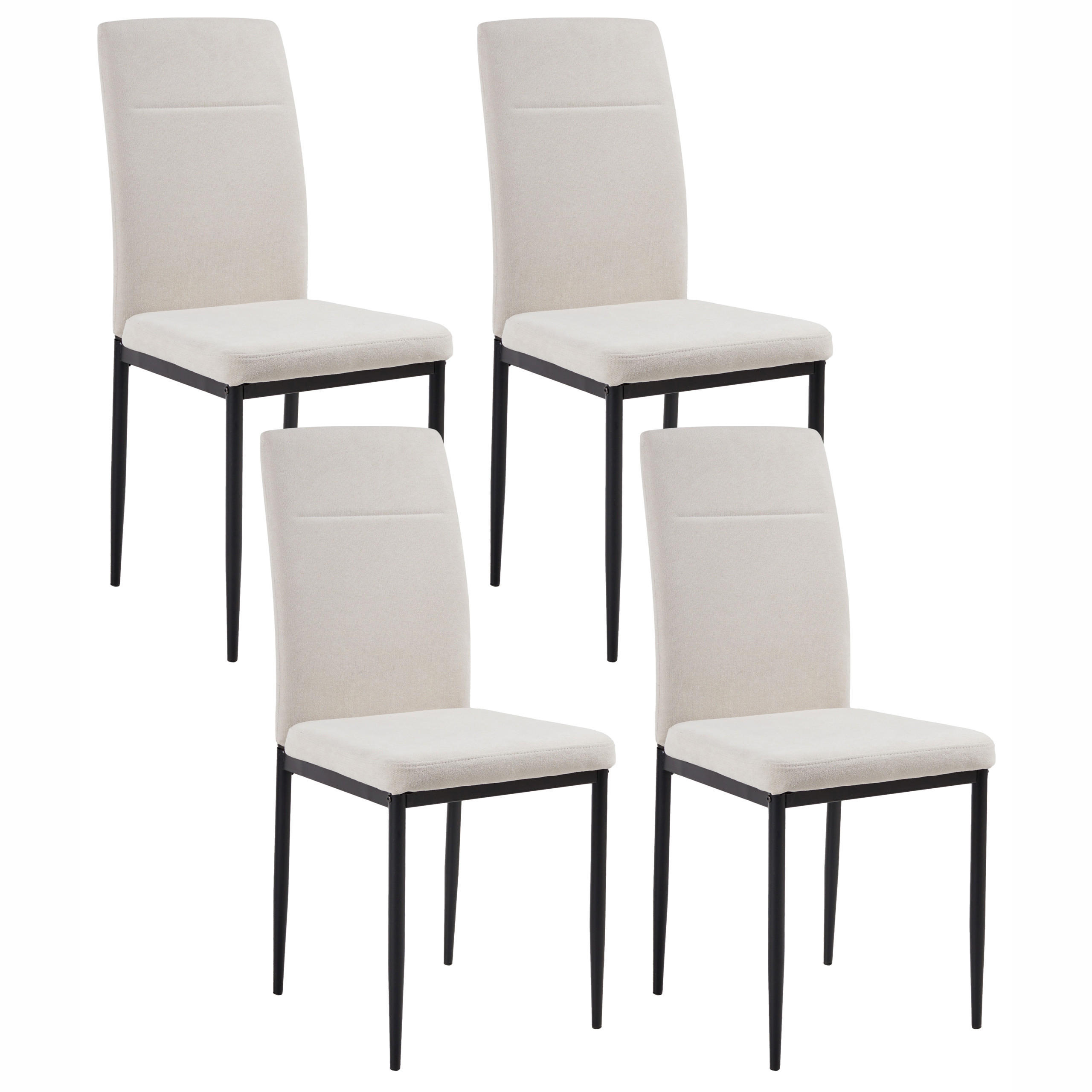 ESSZIMMERSTUHL 4er-Set Hellbeige Riner - Beige/Schwarz, Textil (42/94/50cm) - Beliani