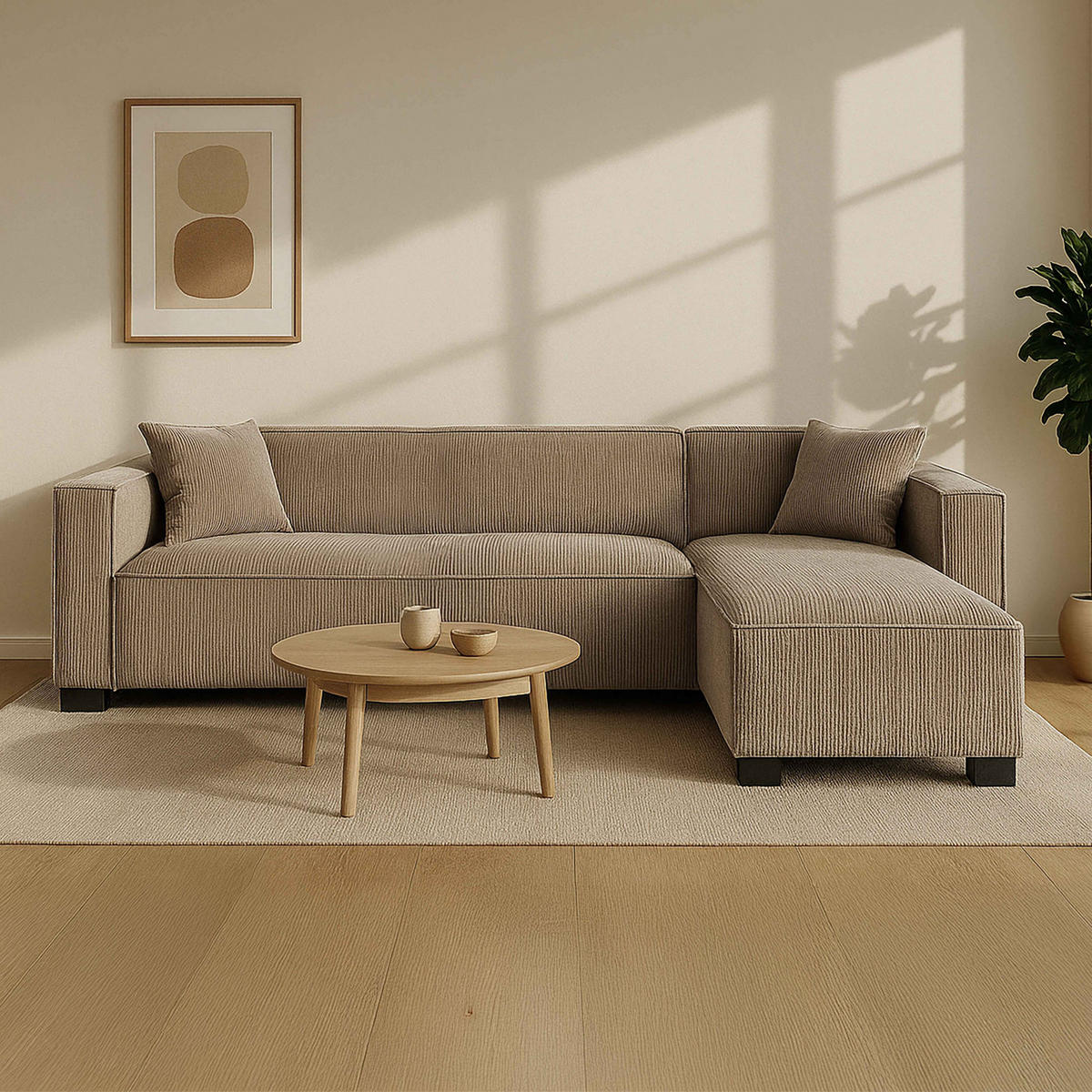 SOFA 3-Sitzer, Taupe - Taupe, Textil (160/247cm) - Oviala