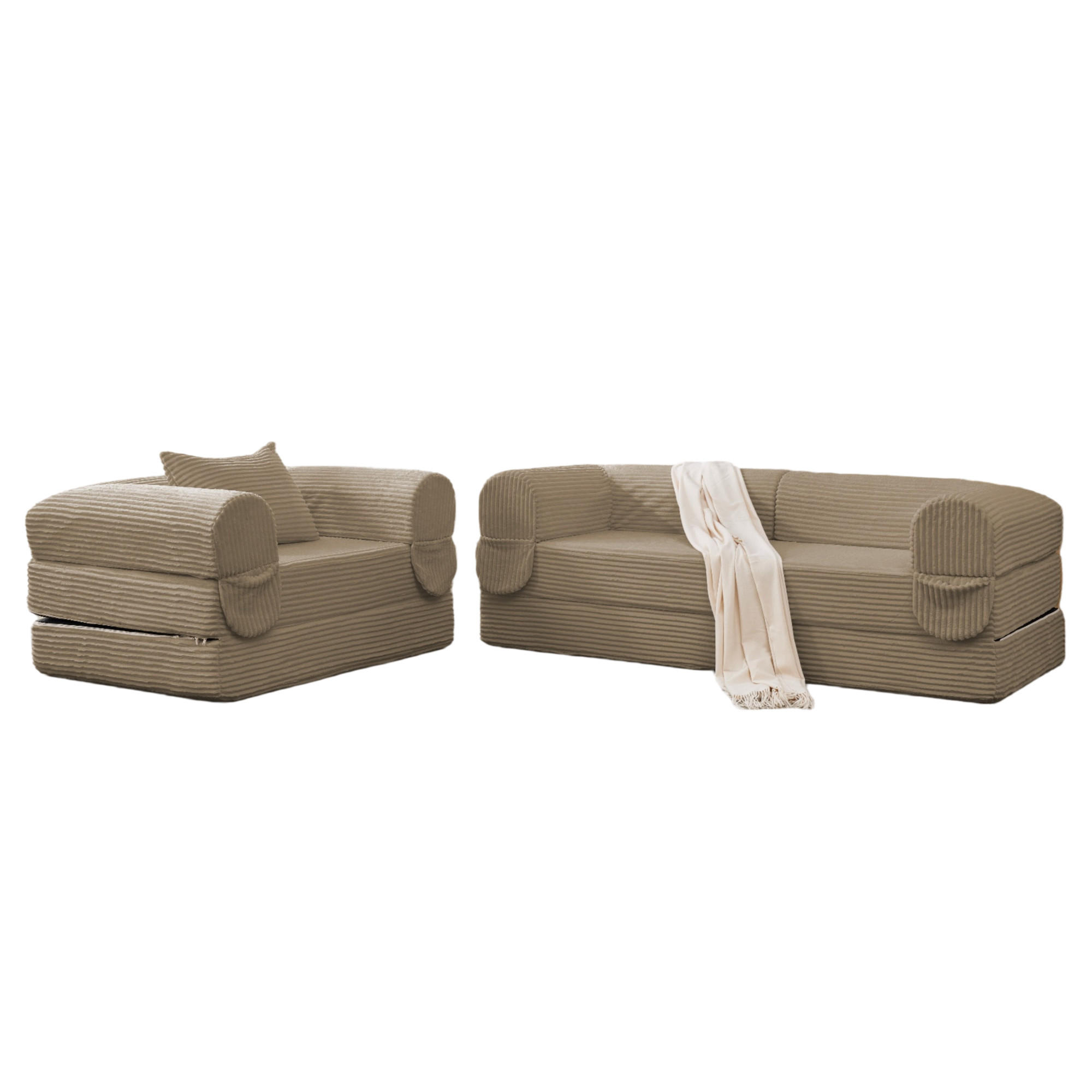 SITZGARNITUR DE-35226 3-Sitzer Braun - Braun, Textil (78/65/190cm) - ComfortXL