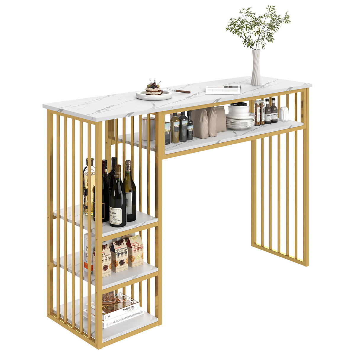 BARTISCH 140/40/105 cm mit Stauraum DE-39847 Gold - Goldfarben, Metall (40/140/105cm) - ComfortXL