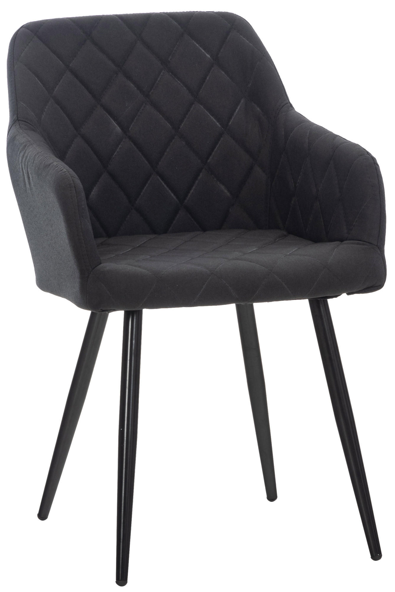 ESSZIMMERSTUHL Shyva Stoff, Gestell Metall matt Schwarz Schwarz - Schwarz, Textil/Metall (47/84/44cm) - TPFLiving