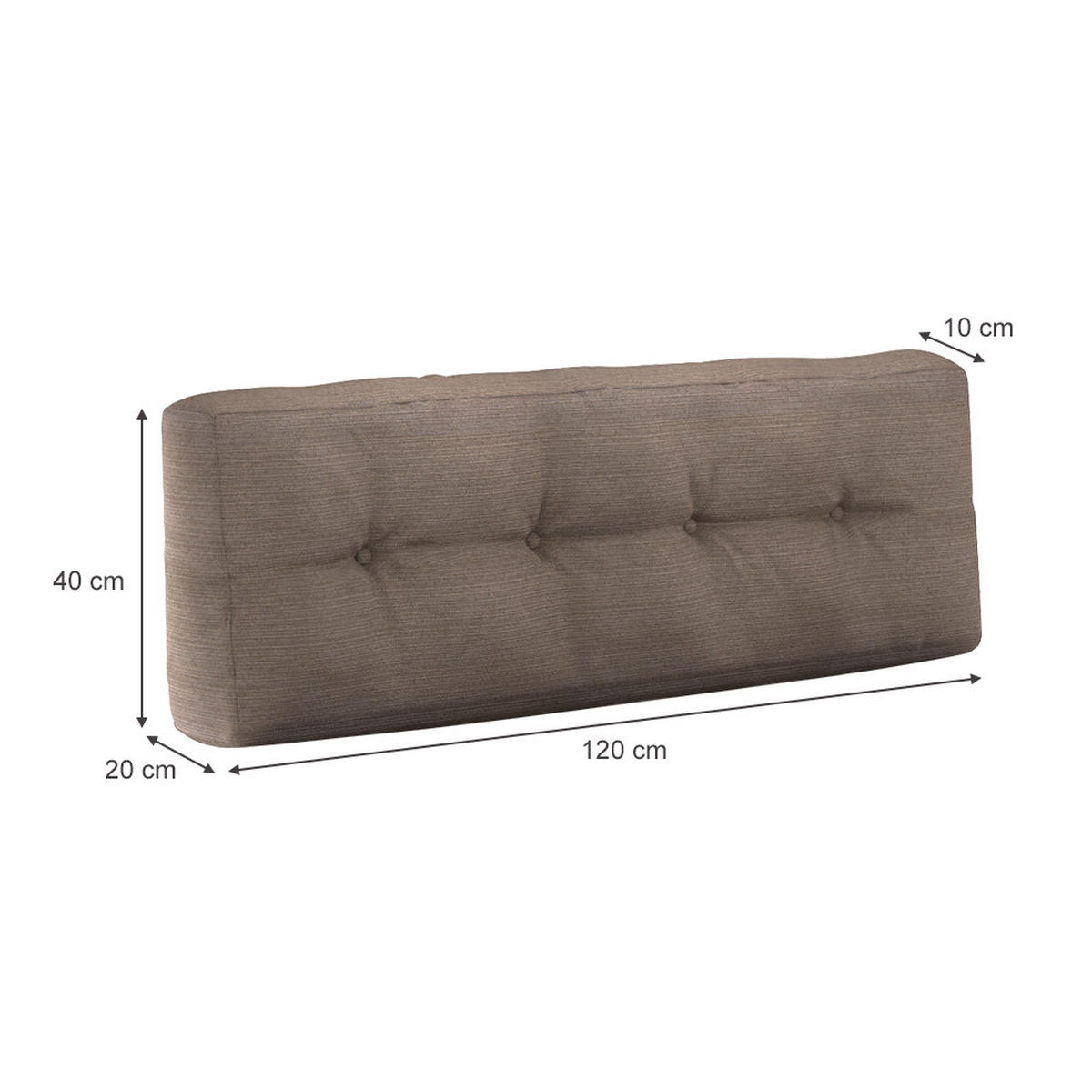PALETTENKISSEN Taupe 120 x 40 cm - Taupe, Textil (120/40/20cm) - Vicco