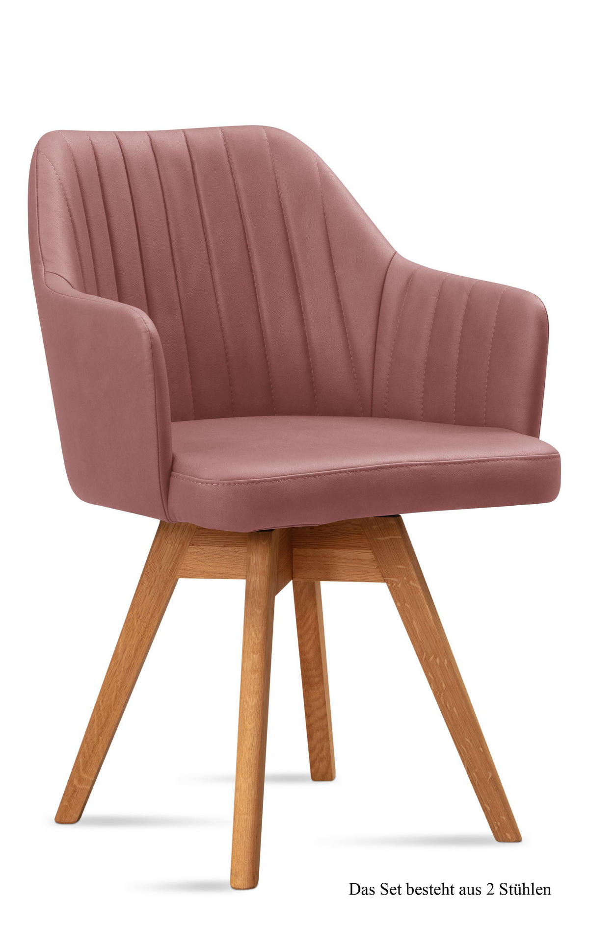 ARMLEHNSTUHL drehbar (2er-Set) Dotty 58x81x60 Eiche geölt/Rosewood - Eichefarben/Dunkelrosa, Kunststoff (60/81/58cm) - 58aufmkessel