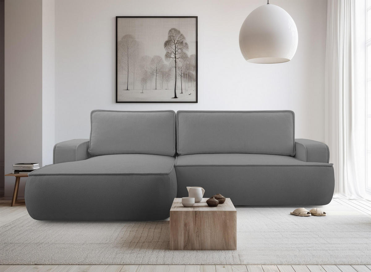 ECKSOFA L Form Ablia Dunkelgrau 267/168/87 cm mit Schlaffunktion L - Dunkelgrau/Schwarz, Kunststoff/Textil (168/267cm) - AX Living