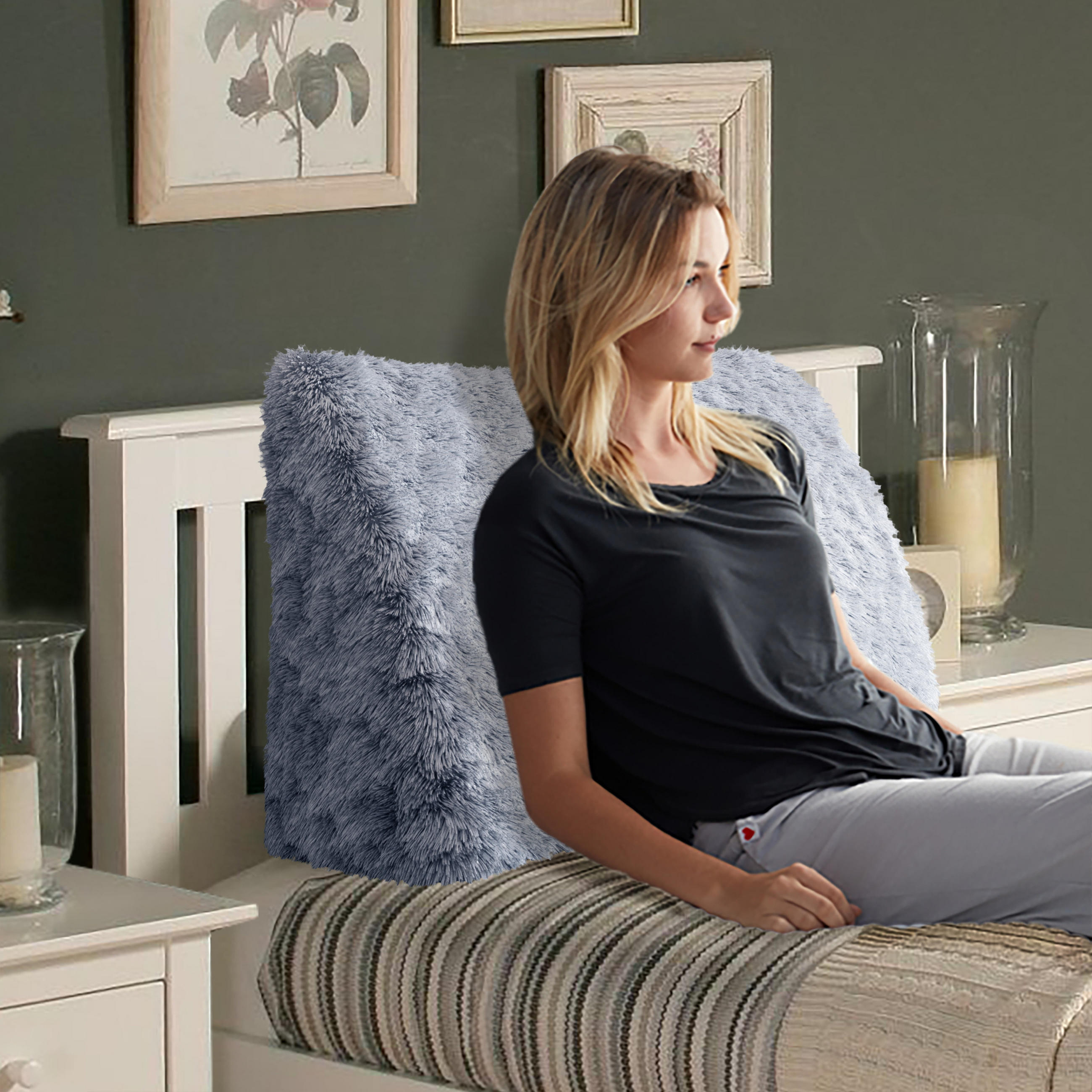 Thumbnail - Vercart Rückenkissen, Blaugrau, Textil, Füllung: Hohlfaser, Rechteckig, 50x60 cm, Hergestellt in Europa, Wohntextilien, ...