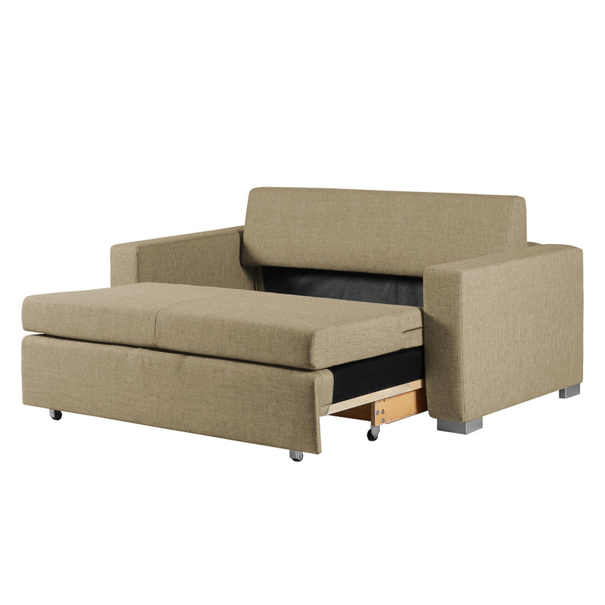 SCHLAFSOFA - Beige/Silberfarben, Textil (153/90/90cm) - home24